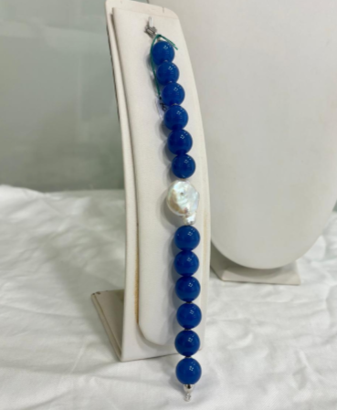 Bracciale in agata blu e perla scaramazza