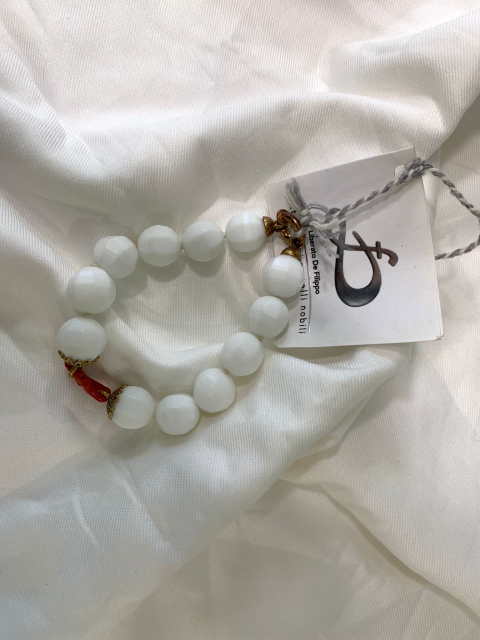 Bracciale in Agata Bianca e Corallo Sardo