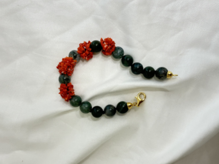 Bracciale agata muschiata e corallo cerasuolo