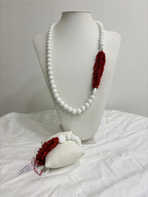 Parure Corallo Sardo e Agata Bianca