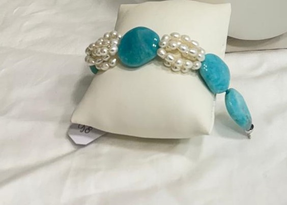 Bracciale in amazzonite e perle