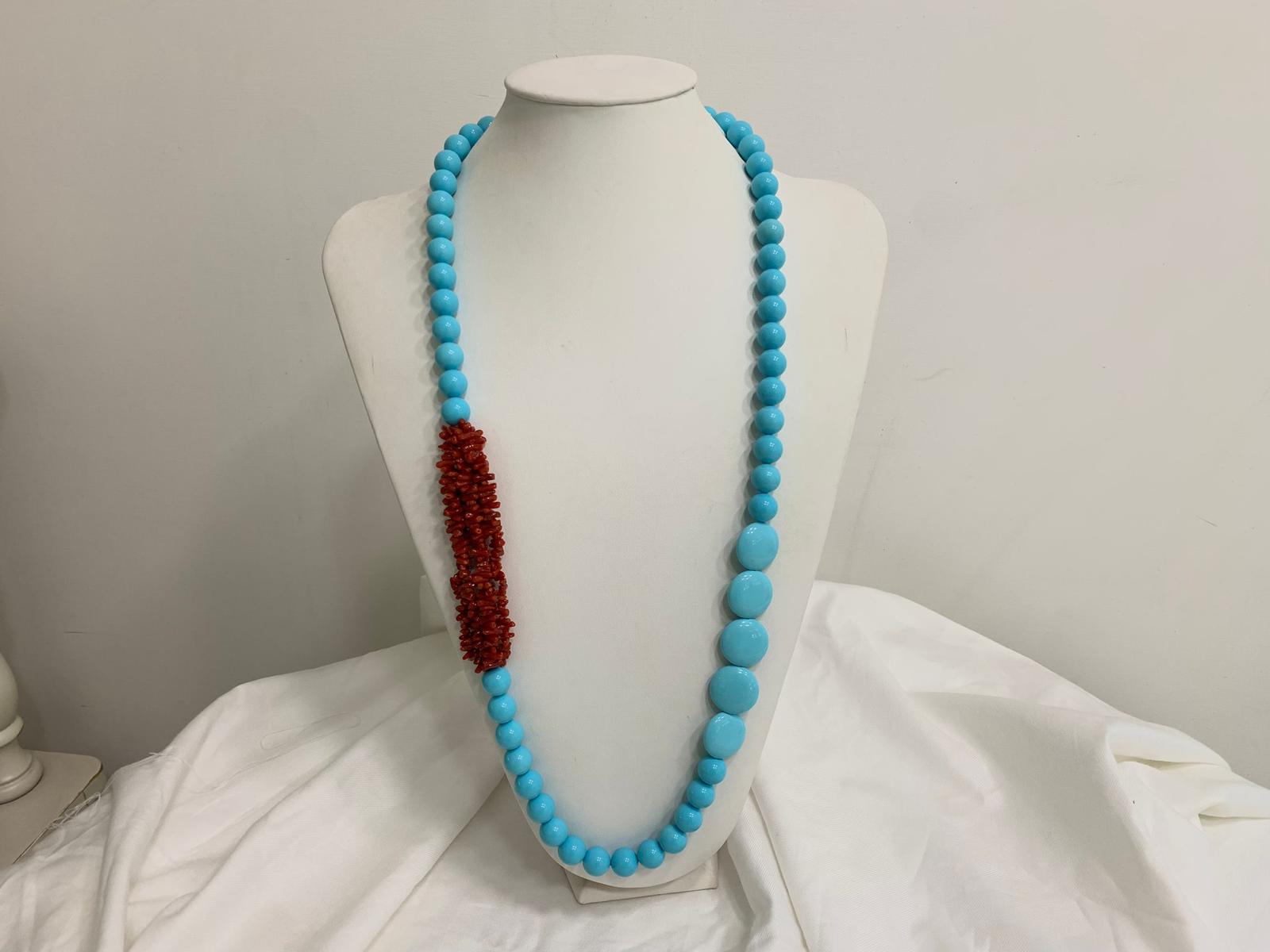 Collana in Corallo Sardo e Pasta di Turchese