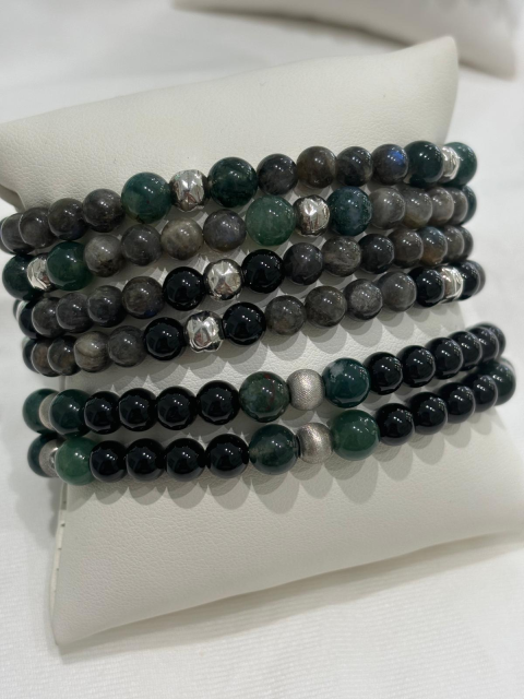 Bracciali onice agata verde e labradorite