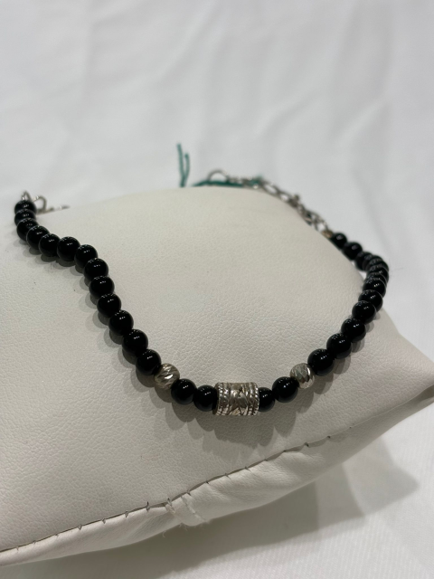 Bracciale in onice nera e argento