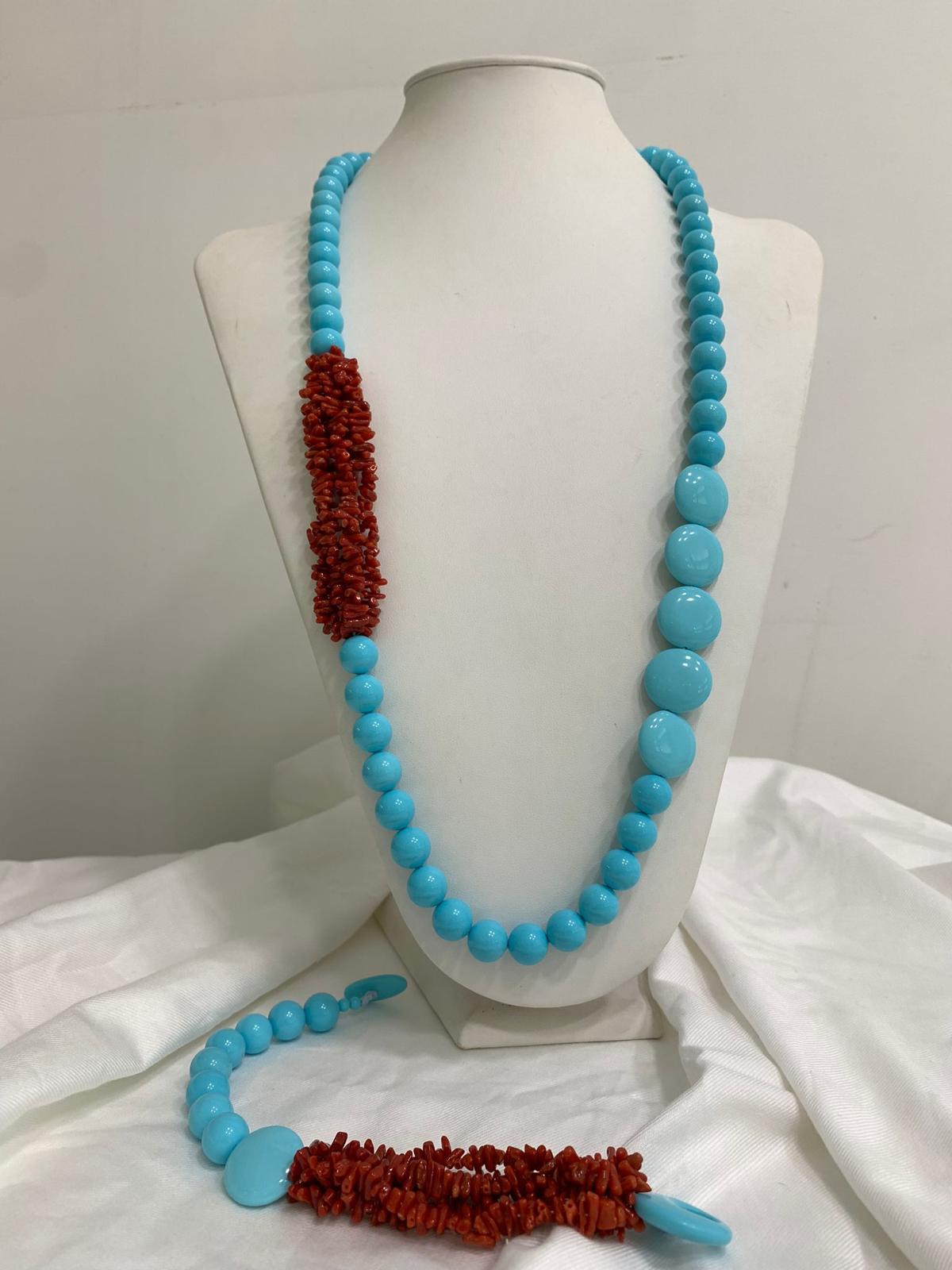 Collana in Corallo Sardo e Pasta di Turchese