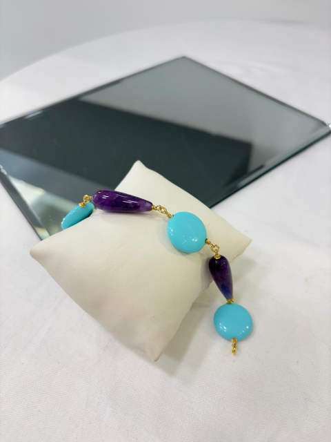 Bracciale in Pasta di Turchese e Ametista