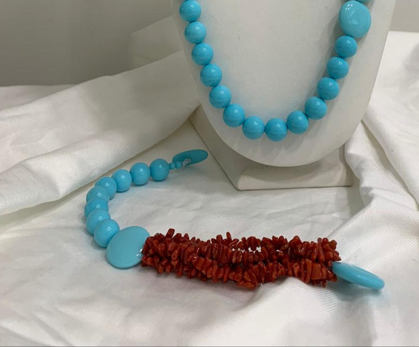 Bracciale in Corallo Sardo e Pasta di Turchese