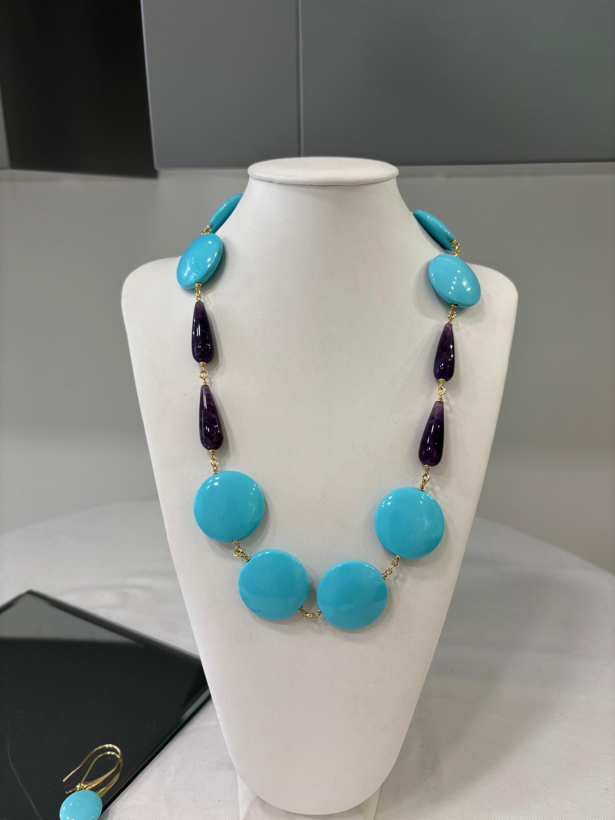 Collana in Pasta di Turchese e Ametista