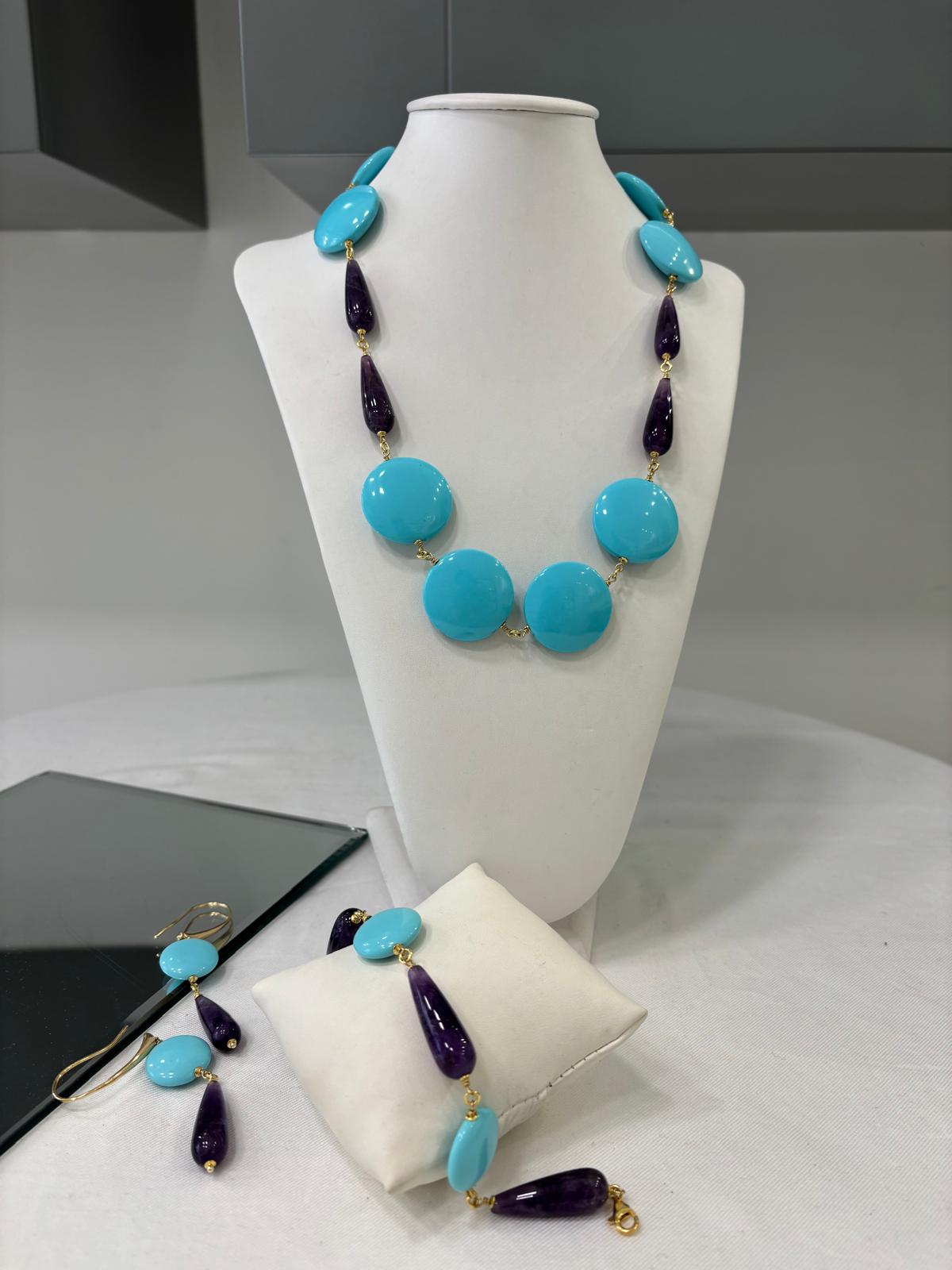 Collana in Pasta di Turchese e Ametista