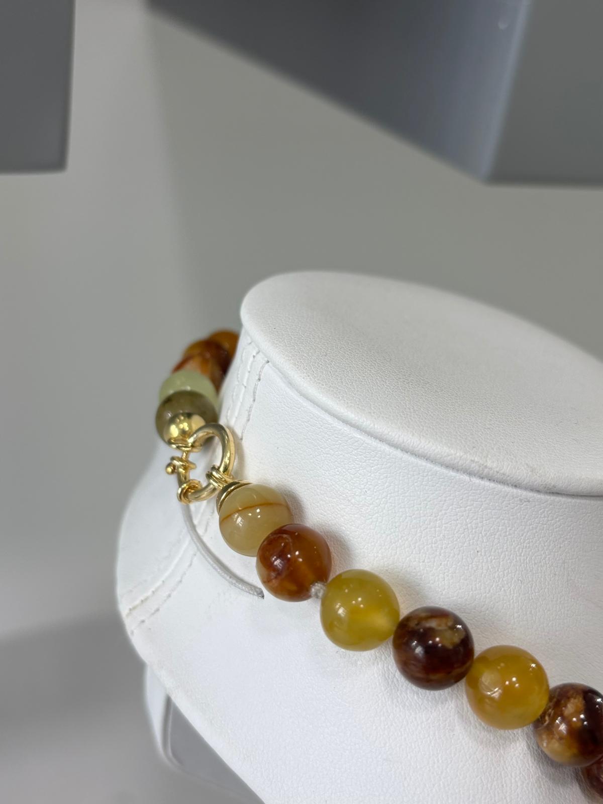 Collana Giada Szowou, Granato e Pietra Lavica Dorata